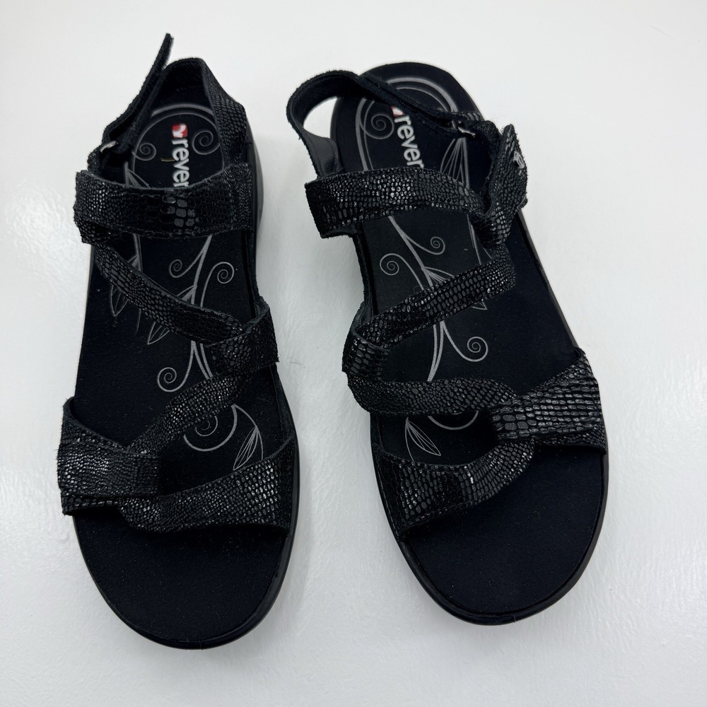 Revere Emerald Miami Women's US Size 10 Black Leather Arch Support Strap Sandals - Picture 3 of 10